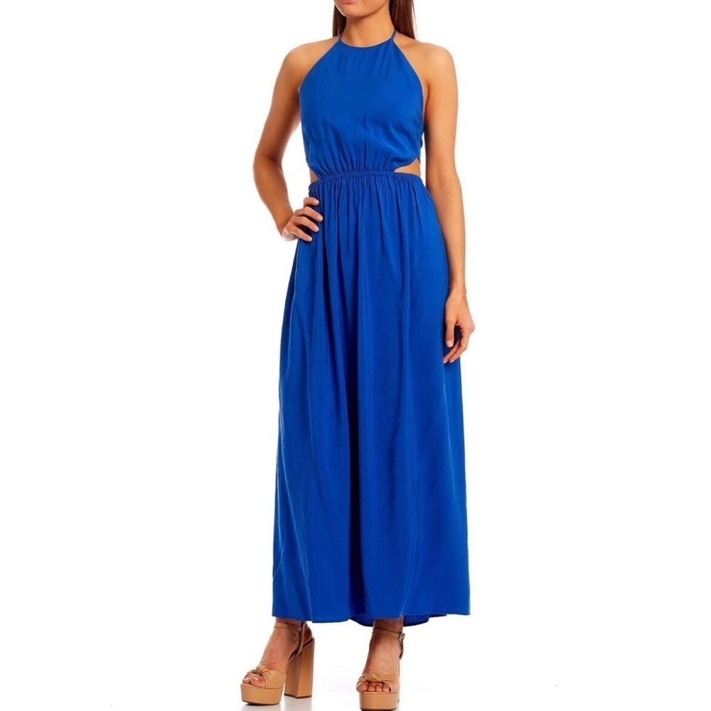 Elegant Blue Halter Maxi Dress Gianni Bini